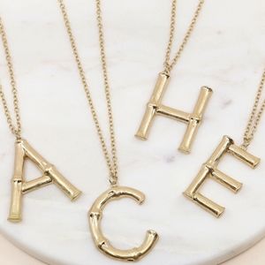 Personalized bamboo initial necklaces